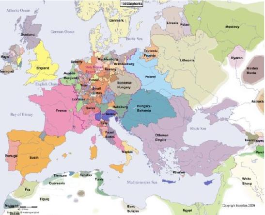 Map of Europe in 1500