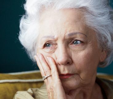 Elderly lonely woman