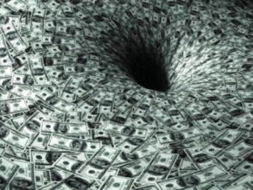 Money disapears into a hole