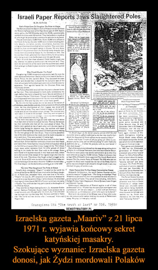 Gazeta Maariv dodnodi o zeznaniu