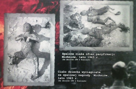 Spalone ciala przez Niemcow- Michniow