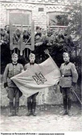 Ukrainscy SS-mani z choragwia